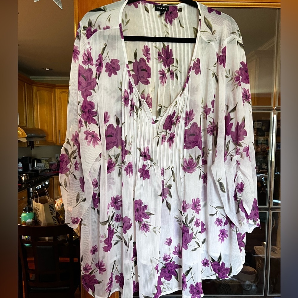 Sheer purple floral top​